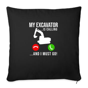 Excavator Construction Worker - Sofa pillowcase 17,3'' x 17,3'' (45 x 45 cm) - black - Front