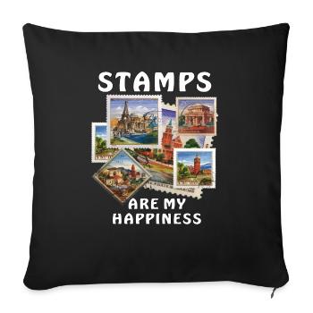 STAMPS ARE MY HAPPINESS - Sofa pillowcase 17,3'' x 17,3'' (45 x 45 cm) - black - Front
