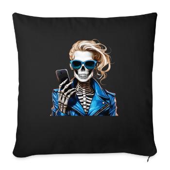 SKELETON WOMAN SMARTPHONE - Sofa pillowcase 17,3'' x 17,3'' (45 x 45 cm) - black - Front