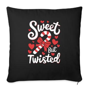 Candy Cane Sweet But Twisted Funny Christmas Xmas - Sofakissenbezug 45 x 45 cm - Schwarz - Vorne