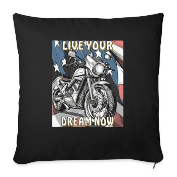 MOTORRAD LIVE YOUR DREAM NOW - Sofa pillowcase 17,3'' x 17,3'' (45 x 45 cm) - black - Front