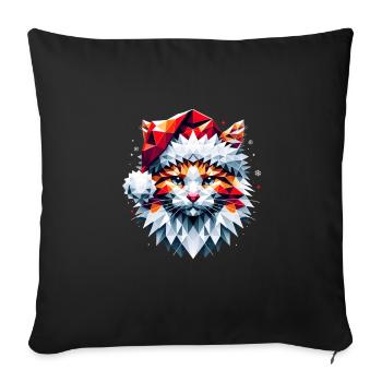 Polygon Design - Cat Cat with Santa Hat - Sofa pillowcase 17,3'' x 17,3'' (45 x 45 cm) - black - Front