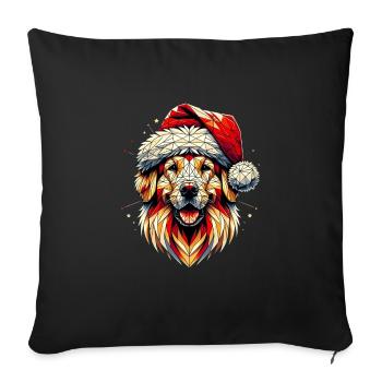 Polygon Art - Golden Retriever Santa Hat - Sofa pillowcase 17,3'' x 17,3'' (45 x 45 cm) - black - Front
