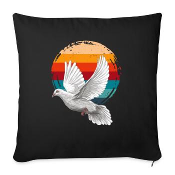 La paix en mouvement – Colombe au coucher du soleil - Housse de coussin décorative 45 x 45 cm - noir - Devant