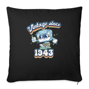 Vintage 1943 Classique 82e anniversaire Idée cadeau rétro - Housse de coussin décorative 45 x 45 cm - noir - Devant
