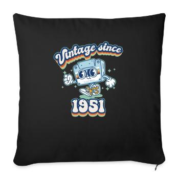 Vintage Since 1951 Classic 74th Birthday Cassette - Sofa pillowcase 17,3'' x 17,3'' (45 x 45 cm) - black - Front