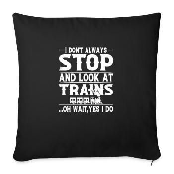 Train Lover Locomotive Model Railway - Sofa pillowcase 17,3'' x 17,3'' (45 x 45 cm) - black - Front