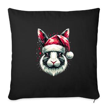 Polygon Art Bunny Wearing Santa Hat Original - Sofa pillowcase 17,3'' x 17,3'' (45 x 45 cm) - black - Front