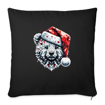 Polygon Art Polar Bear Santa Hat Original - Sofa pillowcase 17,3'' x 17,3'' (45 x 45 cm) - black - Front