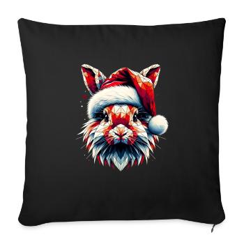 Polygon Art Bunny Santa Hat Original - Sofa pillowcase 17,3'' x 17,3'' (45 x 45 cm) - black - Front