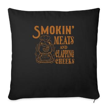 Viandes fumantes et applaudissements sur les joues Grillades BBQ - Housse de coussin décorative 45 x 45 cm - noir - Devant