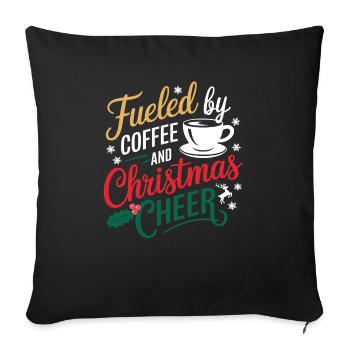 Alimenté par le café et la joie de Noël - Housse de coussin décorative 45 x 45 cm - noir - Devant