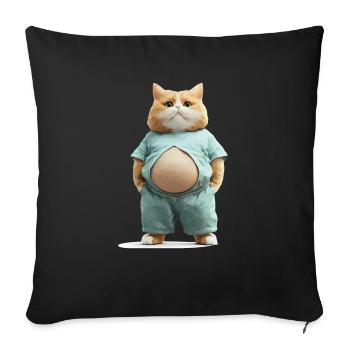 Drôle gros chat dans des vêtements confortables - Housse de coussin décorative 45 x 45 cm - noir - Devant