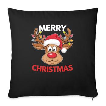 Merry Christmas Reindeer Men Women Family Matching - Sofa pillowcase 17,3'' x 17,3'' (45 x 45 cm) - black - Front