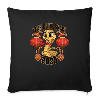 Chinese Year 2025 Year of the Snake - Sofa pillowcase 17,3'' x 17,3'' (45 x 45 cm) - black - Front