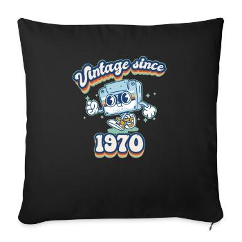 55 ans Vintage 1970 Cassette Rétro - Housse de coussin décorative 45 x 45 cm - noir - Devant