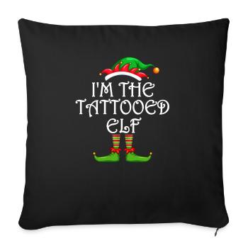 Je suis le lutin tatoué chemise assortie famille - Housse de coussin décorative 45 x 45 cm - noir - Devant