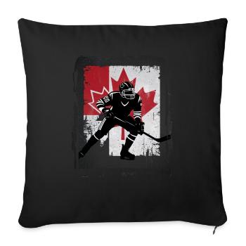 Kanada Flagge HOCKEY Vintage Hockey Spieler Patriotisch - Sofakissenbezug 45 x 45 cm - Schwarz - Vorne