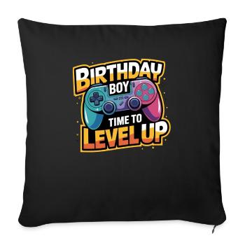Birthday Boy Time to Level Up Birthday Gamer Boys - Sofa pillowcase 17,3'' x 17,3'' (45 x 45 cm) - black - Front