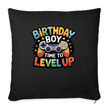 Birthday Boy Time to Level Up Birthday Gamer Boys - Housse de coussin décorative 45 x 45 cm - noir - Devant