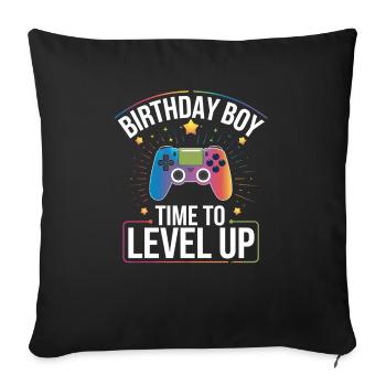 Birthday Boy Time to Level Up Birthday Gamer Boys - Housse de coussin décorative 45 x 45 cm - noir - Devant