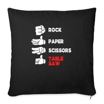 Roche Papier Ciseaux Table Saw Drôle Jeu de Main - Housse de coussin décorative 45 x 45 cm - noir - Devant