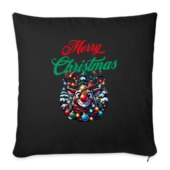 Merry Christmas wishes funny reindeer - Xmas - Sofa pillowcase 17,3'' x 17,3'' (45 x 45 cm) - black - Front