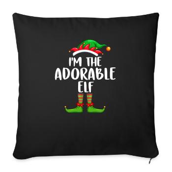 Je suis l’adorable elfe chemise assortie famille - Housse de coussin décorative 45 x 45 cm - noir - Devant