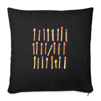 Allumettes colorées pour aventuriers Motif aquarelle - Housse de coussin décorative 45 x 45 cm - noir - Devant