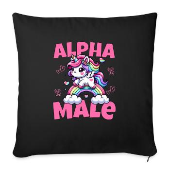 Cute alpha unicorn male riding the rainbow - Sofa pillowcase 17,3'' x 17,3'' (45 x 45 cm) - black - Front