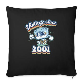 Jahrgang seit 2001 Klassisch 24. Geburtstag Retro - Sofakissenbezug 45 x 45 cm - Schwarz - Vorne