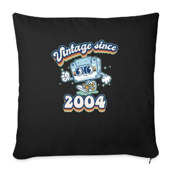 Vintage 2004 Cassette Cassette Rétro 21e anniversaire - Housse de coussin décorative 45 x 45 cm - noir - Devant