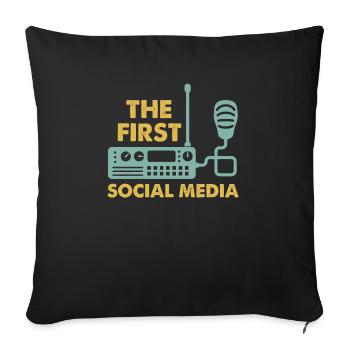 Das Erste Soziale Medium Funkgerät Mikrofon Retro - Sofakissenbezug 45 x 45 cm - Schwarz - Vorne