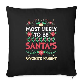 Noël Noël Parents Maman Papa Humour Drôle - Housse de coussin décorative 45 x 45 cm - noir - Devant