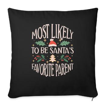 Noël Noël Parents Maman Papa Humour Drôle - Housse de coussin décorative 45 x 45 cm - noir - Devant