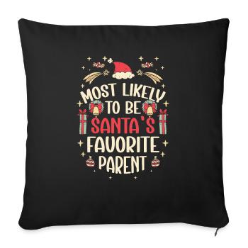 Noël Noël Parents Maman Papa Humour Drôle - Housse de coussin décorative 45 x 45 cm - noir - Devant
