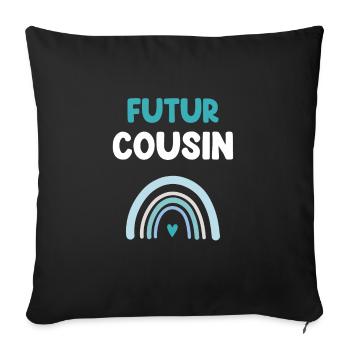 futur cousin arc-en-ciel cadeau cousin - Housse de coussin décorative 45 x 45 cm - noir - Devant