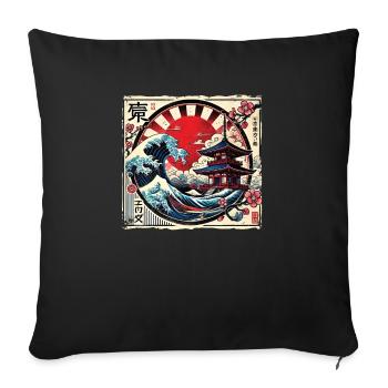 Pagode japonaise traditionnelle, - Housse de coussin décorative 45 x 45 cm - noir - Devant