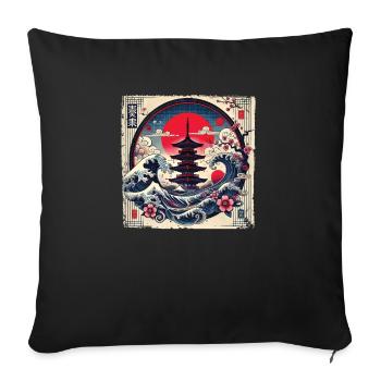Pagode japonaise traditionnelle, - Housse de coussin décorative 45 x 45 cm - noir - Devant