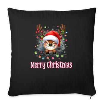 Mignon renne Noël Joyeux Noël - Housse de coussin décorative 45 x 45 cm - noir - Devant