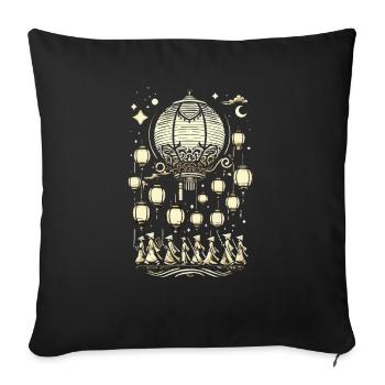 Parade des lanternes, lanterne - Housse de coussin décorative 45 x 45 cm - noir - Devant