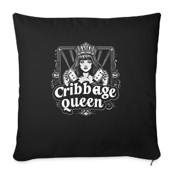 Cribbage Queen Graphic Funny Cribbage - Sofa pillowcase 17,3'' x 17,3'' (45 x 45 cm) - black - Front
