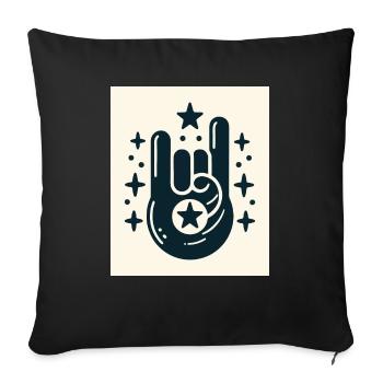 Rock On Hand Gesture with the Stars - Sofa pillowcase 17,3'' x 17,3'' (45 x 45 cm) - black - Front