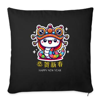 Kawaii Snake Design - Cute Chinese New Year - Sofa pillowcase 17,3'' x 17,3'' (45 x 45 cm) - black - Front