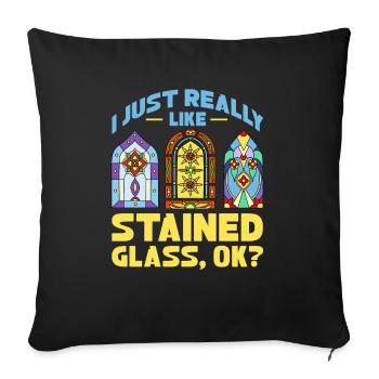 J’aime vraiment les vitraux d’accord - Housse de coussin décorative 45 x 45 cm - noir - Devant