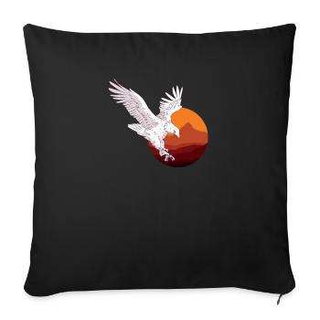 Aigle avec fond de coucher de soleil Aigle avec - Housse de coussin décorative 45 x 45 cm - noir - Devant