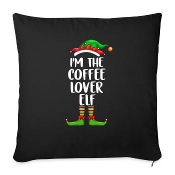Je suis l’amoureux du café Chemise elfe assortie famille - Housse de coussin décorative 45 x 45 cm - noir - Devant