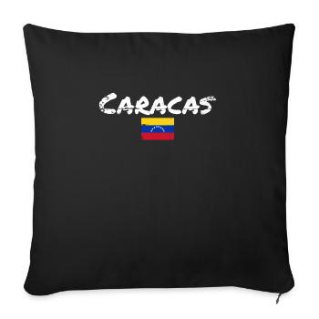 Caracas Venezuela Vintage Drapeau vénézuélien - Housse de coussin décorative 45 x 45 cm - noir - Devant