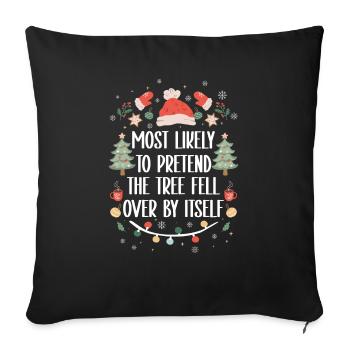 Noël Noël drôle dire humour drôle - Housse de coussin décorative 45 x 45 cm - noir - Devant