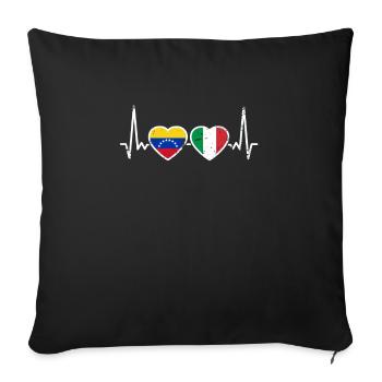 Venezuela Italy Heartbeat Flag Venezuelans - Sofa pillowcase 17,3'' x 17,3'' (45 x 45 cm) - black - Front